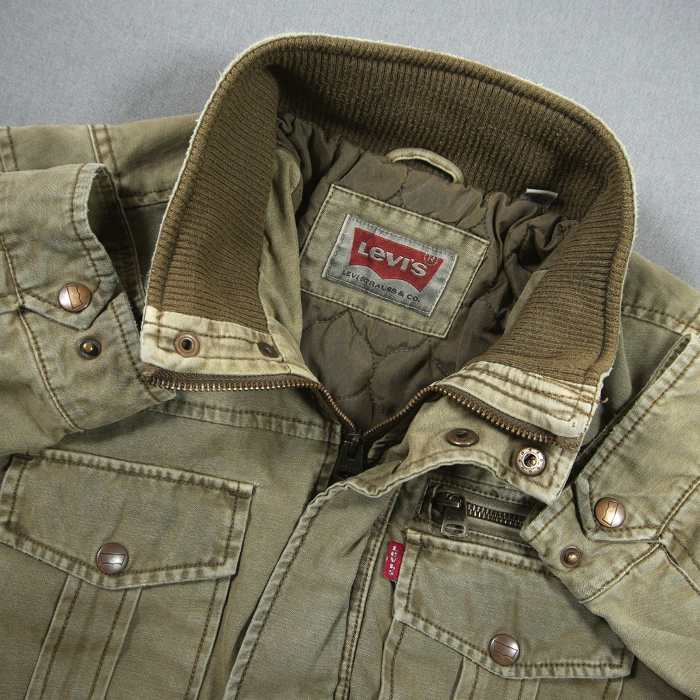 Levi's Jacket Canvas Trucker Military Quilted Barn Chore Utility Workwear Men